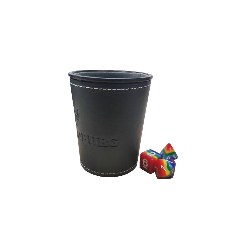 Factory Wholesale Leather Dice Cup with Storage Compartment Felt Lined Shaker Includes 5 DOT Dices