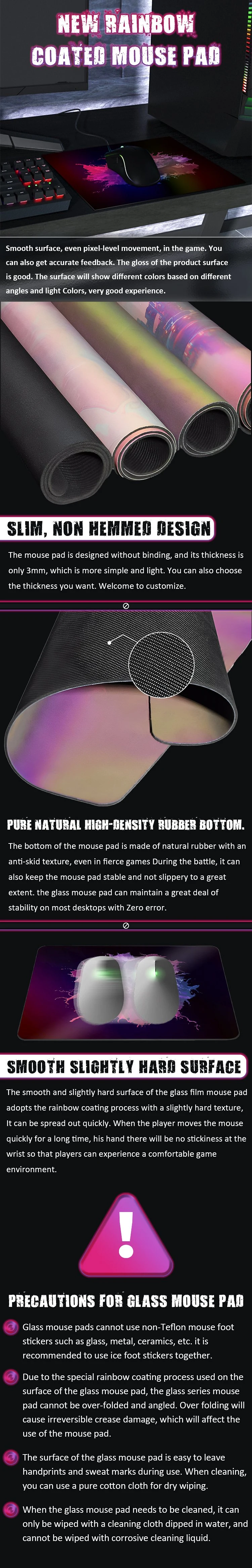 Speed Fiber Glass Film Rainbow Mouse Pad