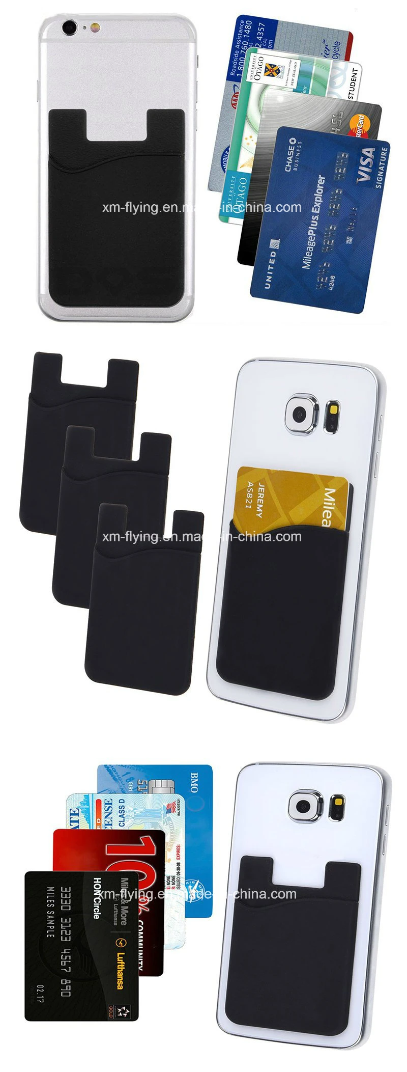 Universal 3m Adhesive Back Sticky Silicone Smart Cell-Phone Card Holders