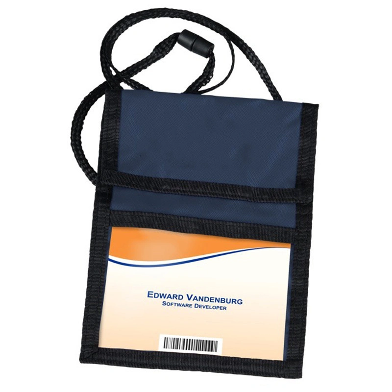 Oxford Cloth Polyester Card Holder Lanyard Zipper PVC Passport Protector Exhibition ID Card Holder