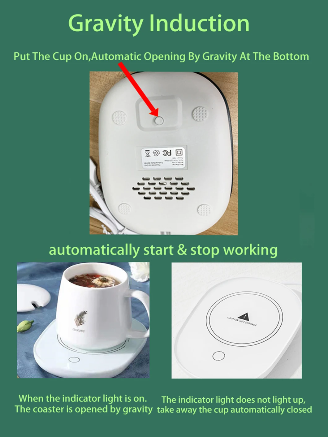 Coffee Mug Warmer, Candle Warmer Plate with Intelligent Auto on/off Gravity Sensing Mug Heater Mat for Desk, Office, Home, Milk, Tea, Chocol