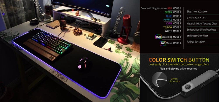 RGB Soft Gaming Mouse Pad Large Oversized Glowing RGB LED Extended Gaming Mouse Pad