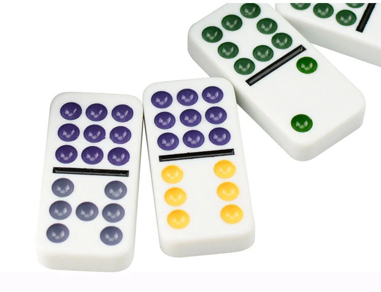 High Quality Family Game Colorful Double Six Dominoes Set with Aluminum Case
