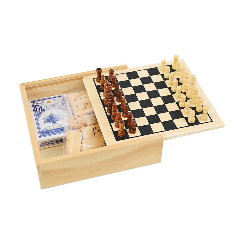 Multifunctional Wooden Board Game All in One Poker Domino Set