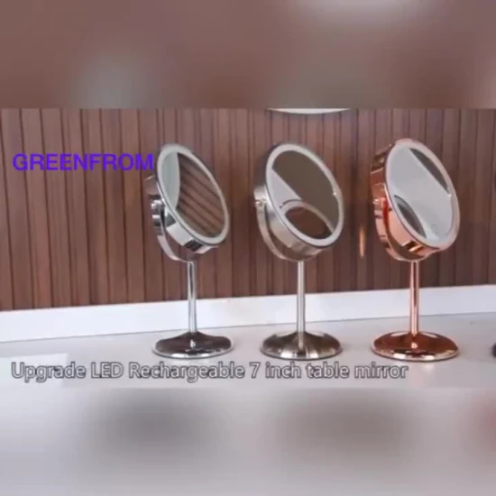 Miroir de courtoisie de table double face rechargeable 7'' HD pour le maquillage