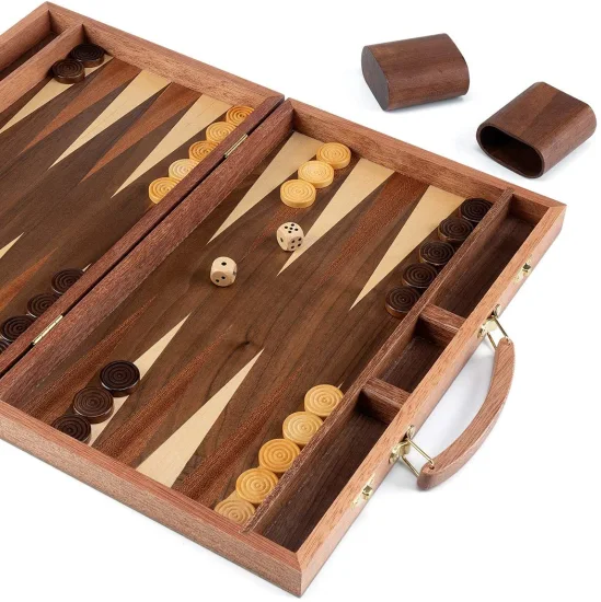 Jeu de société de backgammon en bois de taille de voyage en gros de haute qualité