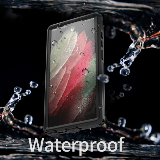 Redpepper DOT pour Samsung Galaxy S23 Ultra IP68 Etui de téléphone étanche Anti-rayures Transparent Couverture arrière de téléphone portable [Support Fingerprint Unlock] - Noir