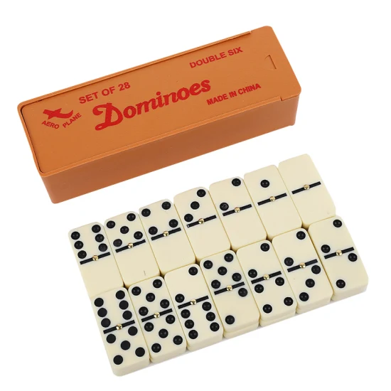 Double Six dominos et jeu de dominos colorés en bois avec boîte en bois