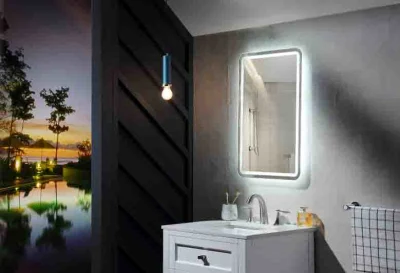 Vente en gros décoration de la maison applique murale luxe vanité désembueur salon meubles maquillage cosmotic LED salle de bain miroir intelligent avec affichage de l'heure