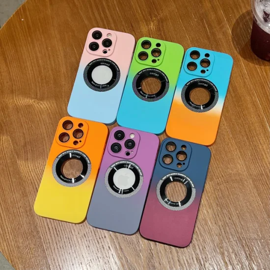Cas de téléphone de PC de couleur de gradient de protection complète de vente chaude à la mode pour l'iphone
