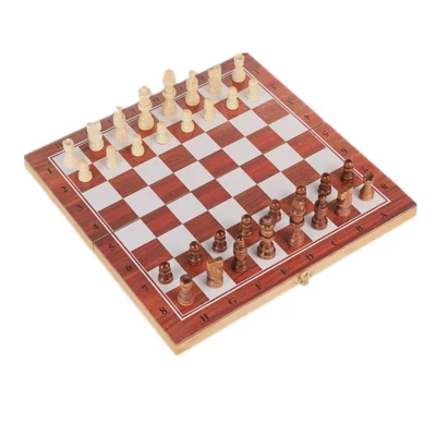 Dames d'échecs en bois Backgammon Jeux de société 3 en 1 Ensembles pour adultes et enfants Jeu d'échecs de voyage Pièces de jeu de société
