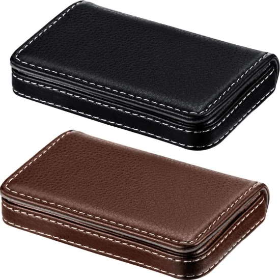 En gros noir crédit RFID porte-cartes en cuir Logo personnalisé en cuir véritable nouveau Design de luxe personnalisé portefeuille d'affaires Pop up Crad titulaire
