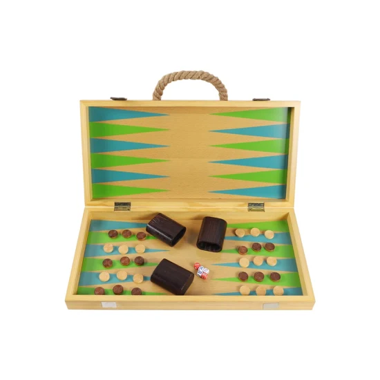 Backgammon éducatif en bois pour enfants avec pièces d'échecs (90356)