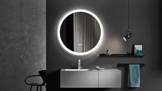 Hesonth 60 cm Rond LED Miroir de Salle de Bain Illuminé Anti Brouillard Lumière LED Salle de Bains Smart Maquillage Miroir de Vanité, Tactile Dimmble Interrupteur Couleur Temp LED Miroir de Salle de Bain