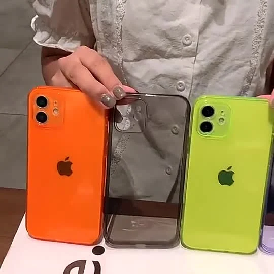Coque de téléphone transparente de couleur pure au néon fluorescent durable en TPU résistant aux chocs de conception personnalisée pour iPhone 13 PRO Max